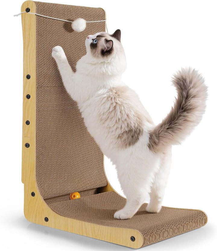 Gimars Hohe 68cm L förmige Kratzbrett Katze mit Ball, Vertikaler kratzpappe für Katzen, Langlebiges