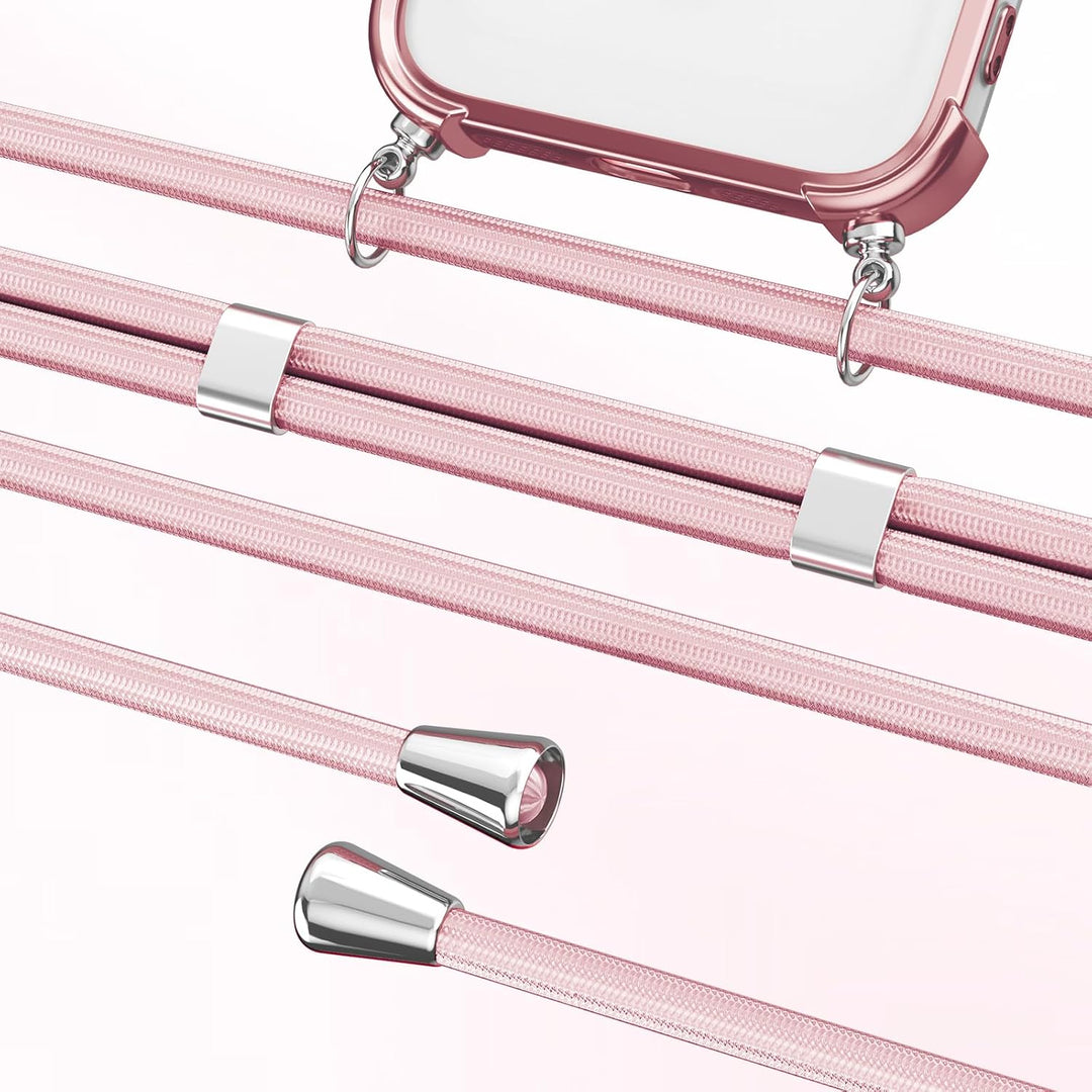 GOODVISH Handykette für iPhone 16 Pro Hülle mit Band Magnetisch, Rosé | mit 2 Stück Schutzfolie, mit