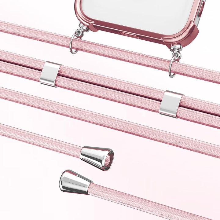 GOODVISH Handykette für iPhone 16 Pro Hülle mit Band Magnetisch, Rosé | mit 2 Stück Schutzfolie, mit