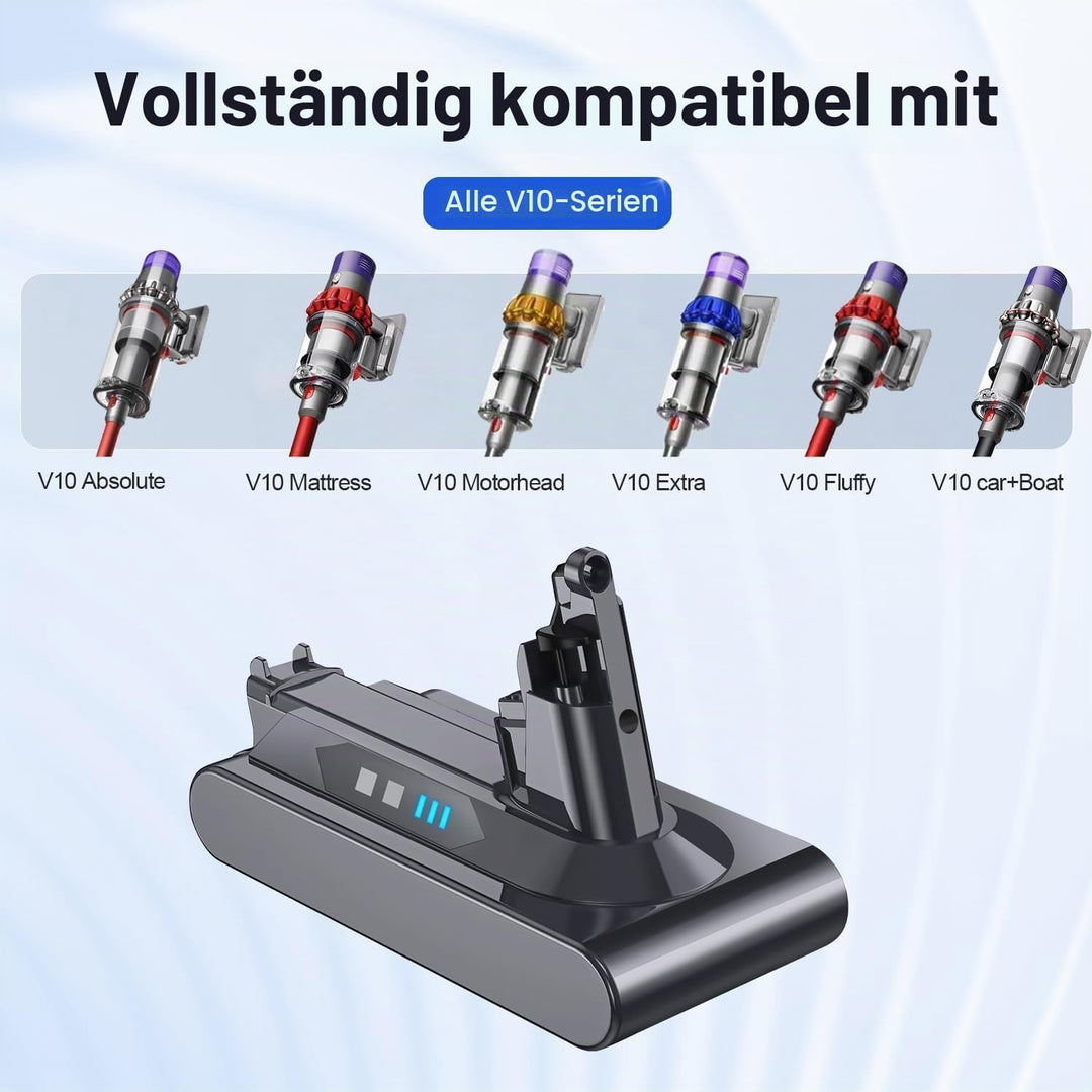 8000mAh Akku für Dyson V10 SV12, Li-ION Ersatzakku Batterie kompatibel mit V10 Animal/Motorhead/Fluf