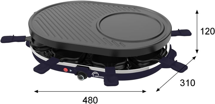 LITTLE BALANCE Raclette-Maker, Multi-Käse, 1200 W, für 8 Personen, abnehmbarer Grill/Crepe, Mitterna