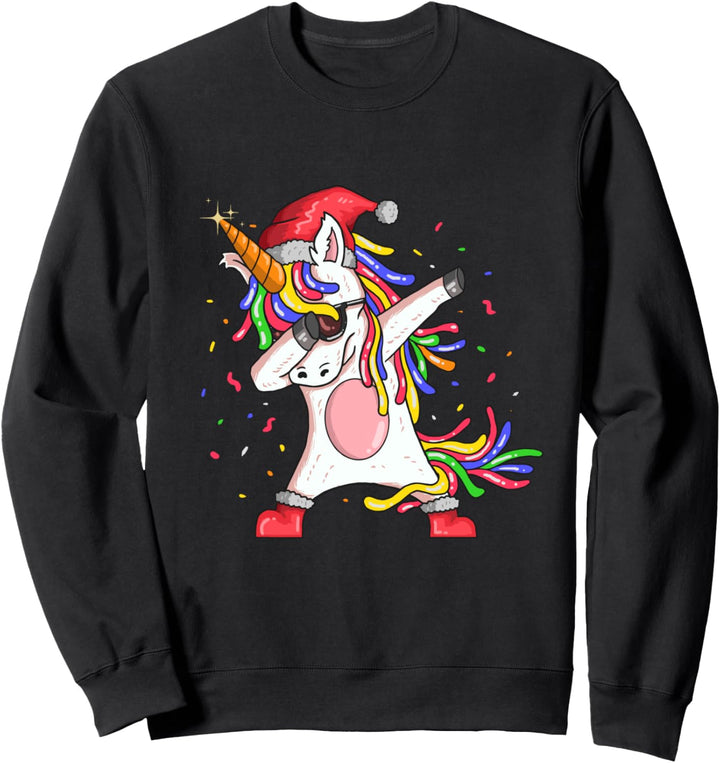 Weihnachtsmütze Kinder Mädchen Weihnachten Dabbing Einhorn Sweatshirt
