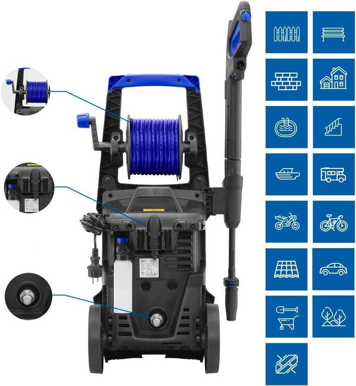 AR Blue Clean Hochdruckreiniger e-2DUALSPEED D mit Dual Speed System, Rohrreinigersonde und Patio Cl
