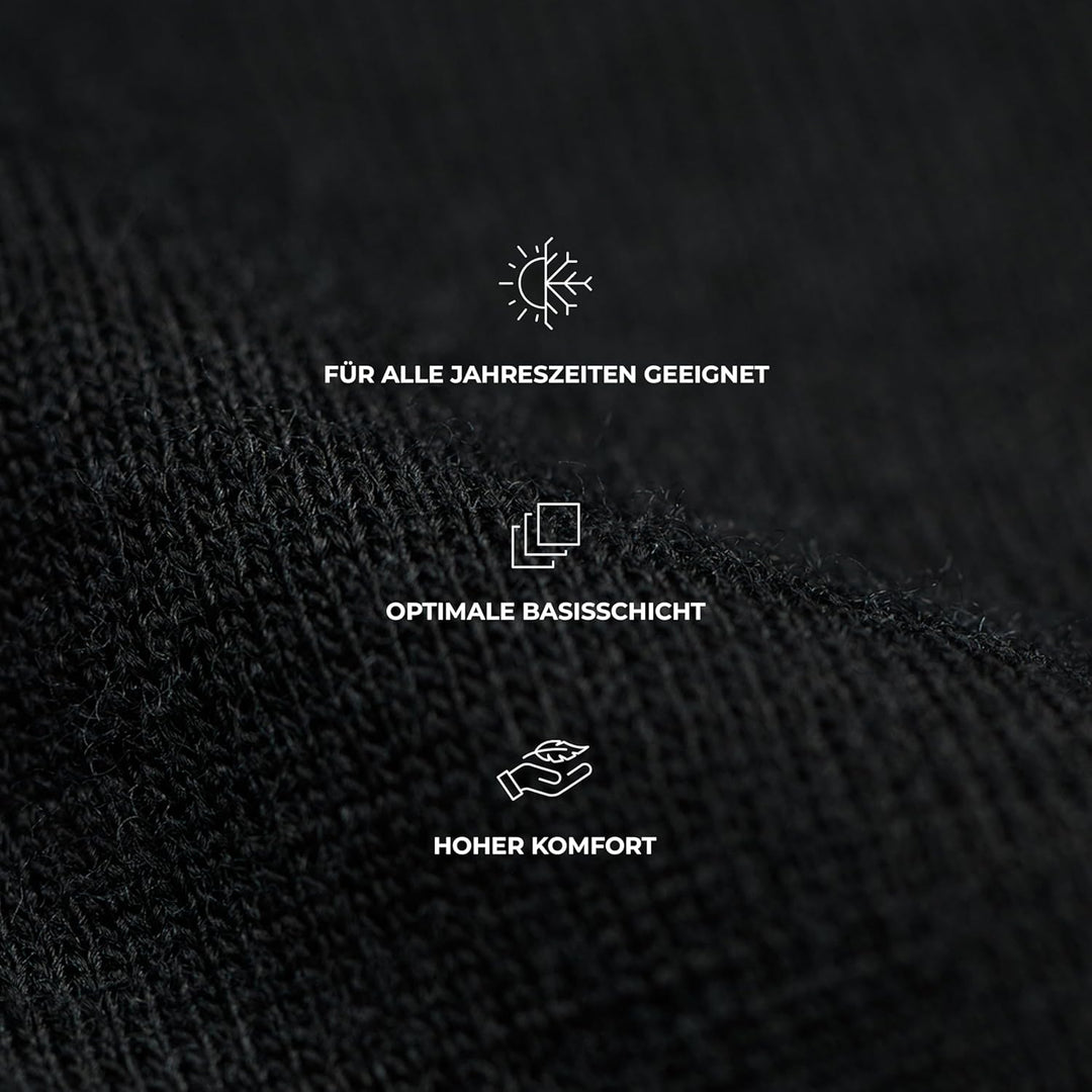 DILLING Merino Langarmshirt für Damen - Extra Feine Unterwäsche aus 100% Bio Merinowolle 40 Schwarz,