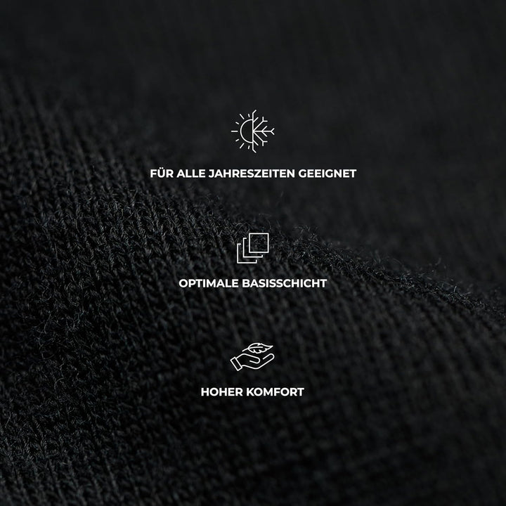 DILLING Merino Langarmshirt für Damen - Extra Feine Unterwäsche aus 100% Bio Merinowolle 40 Schwarz,