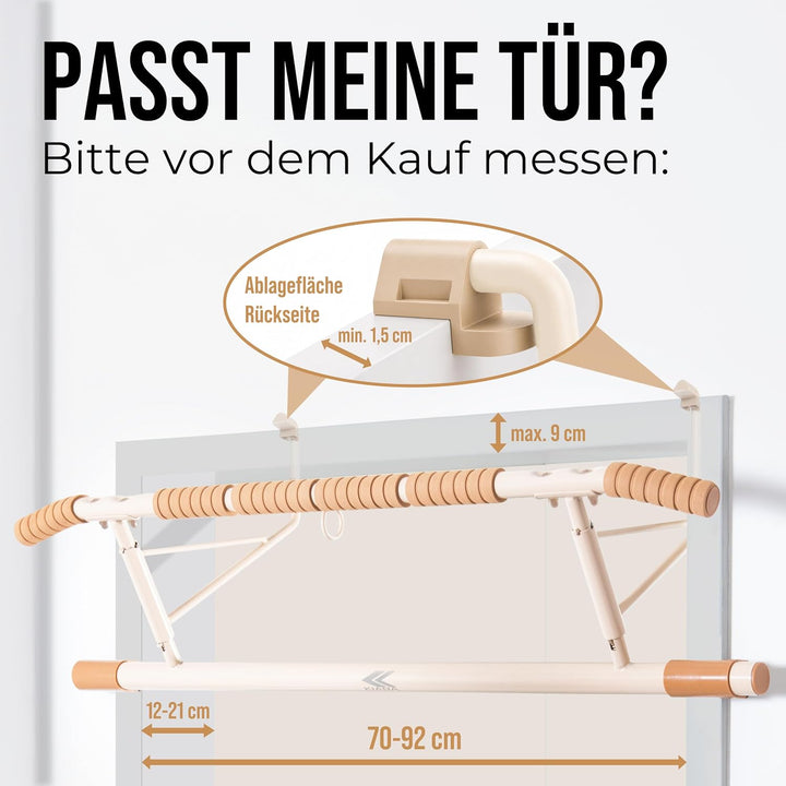 KIANA Sports Klimmzugstange für Türrahmen ohne Bohren & ohne Schrauben | Pull Up Bar Tür bis 150kg |