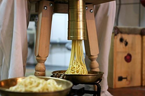 Bottene - Il Bigolaro B - Manuelle Nudelpresse aus Messing - 2 Matrizen für Spaghetti und Rigatoni -