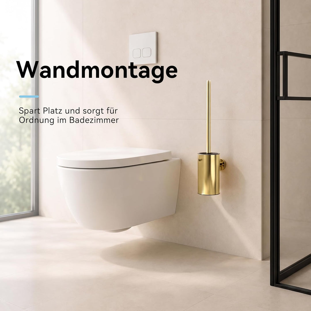 bgl Wandhalterung für WC-Bürste aus Edelstahl, rund Gold, Gold