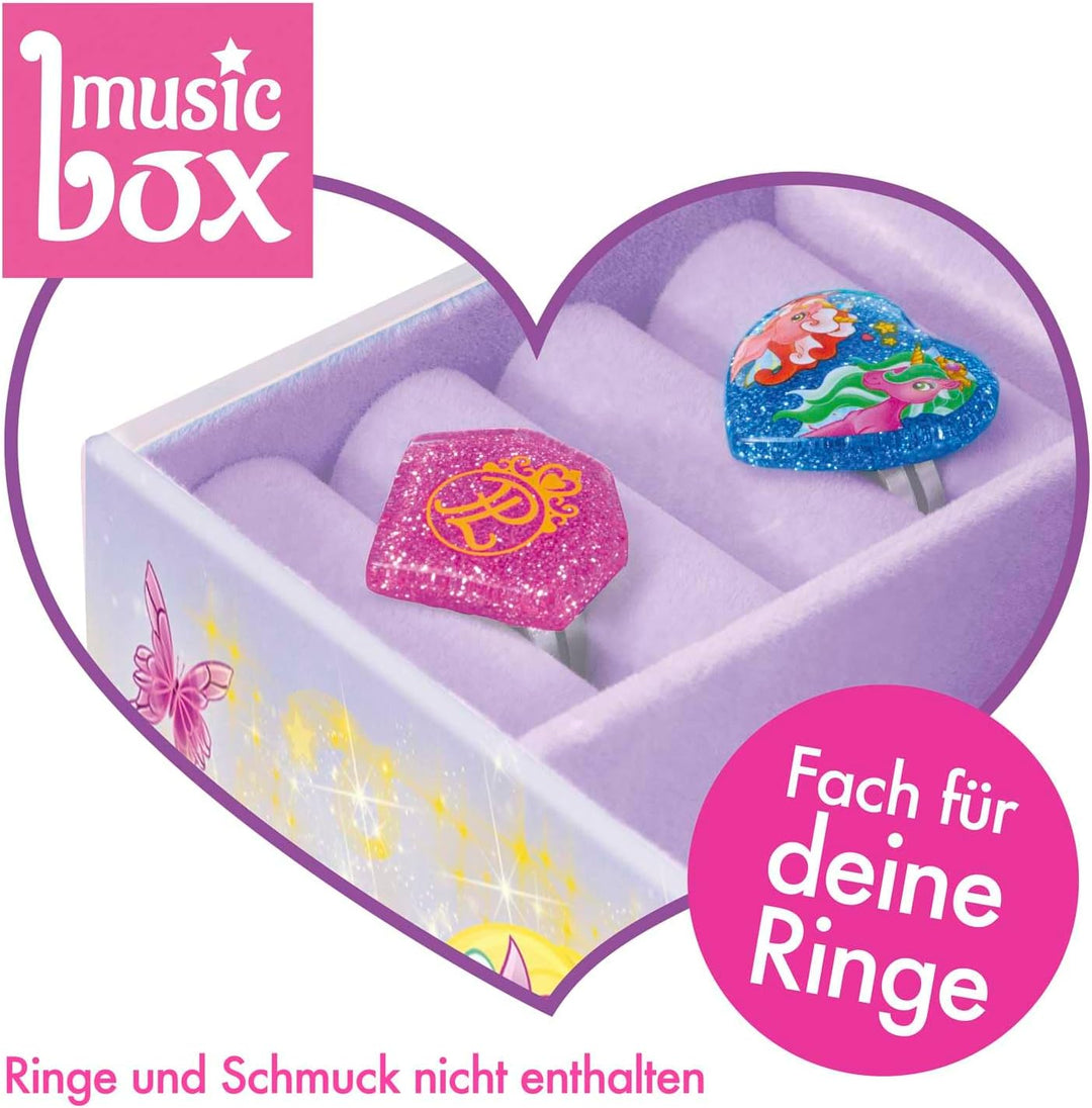 MUSIC BOX Fairy | Spieluhr mit Melodie, Mädchen Schmuckkästchen mit drehbarer Fee, Spiegel & Schubla