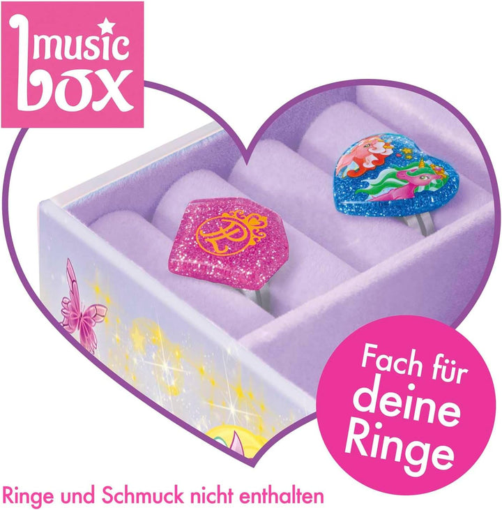 MUSIC BOX Fairy | Spieluhr mit Melodie, Mädchen Schmuckkästchen mit drehbarer Fee, Spiegel & Schubla