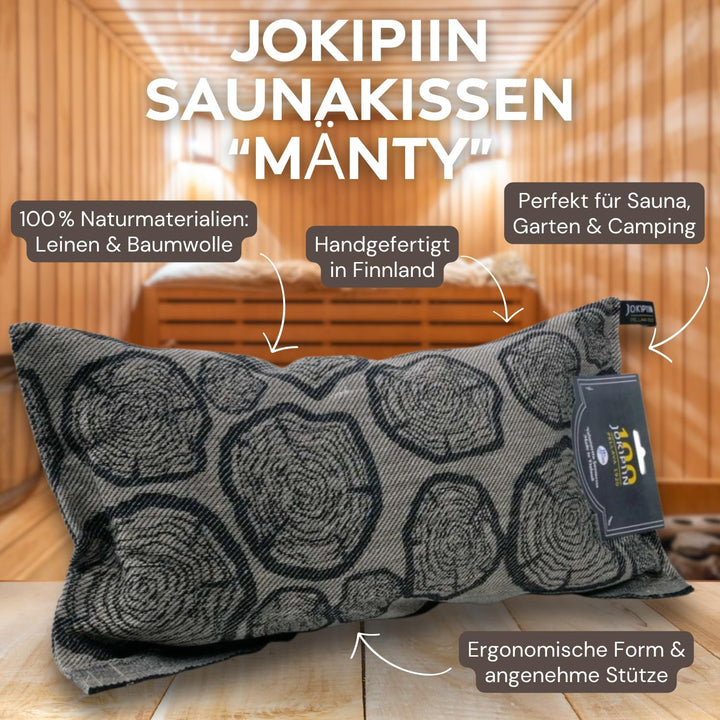 POOL Total Jokipiin Premium Saunakissen 40 x 22 cm - 100% Made in Finland - ReisekissenLeinen Baumwo