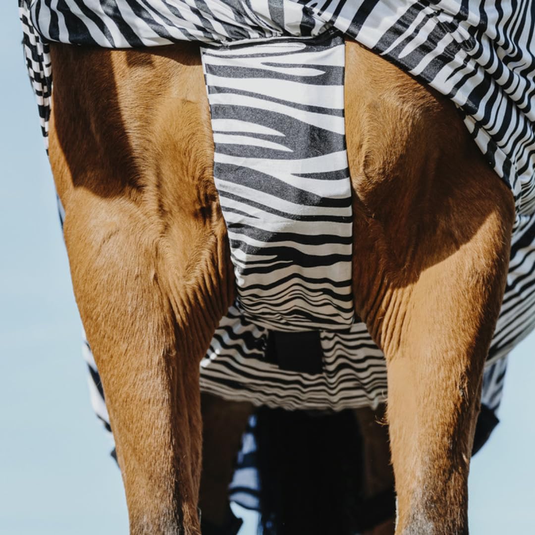 Riding World - Ekzemerdecke Zebra | Fliegendecke mit abschwitzender Wirkung | Pferdedecke mit Bauchl