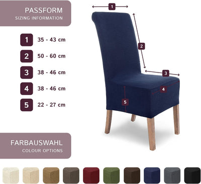 SCHEFFLER-Home Stuhlhussen Stretch Sofia/Stretch Stuhlhussen Blau 6er Set/elastische Stuhlabdeckunge