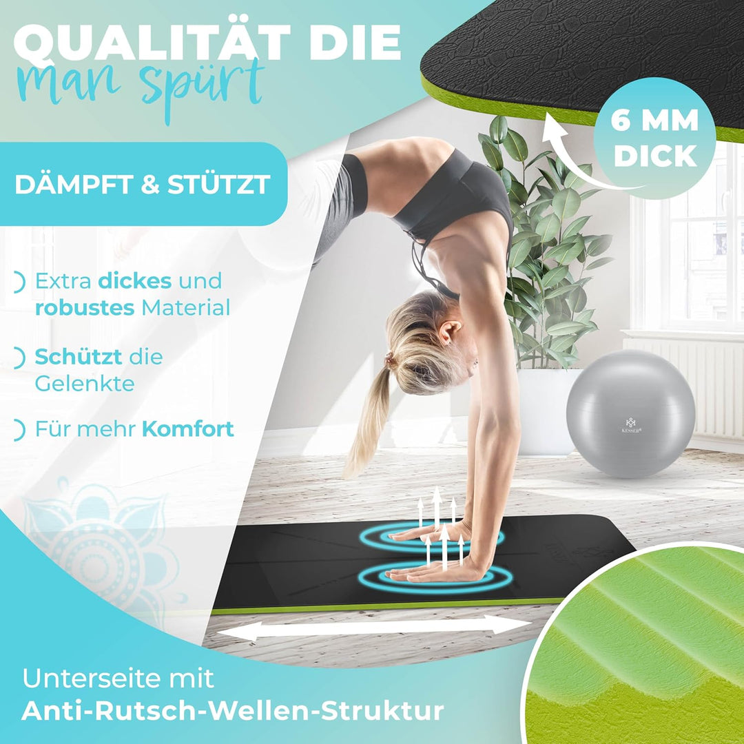 KESSER® Gymnastikmatte mit Tragegurt rutschfest TPE Yogamatte Gepolstert & rutschfest Fitnessmatte,