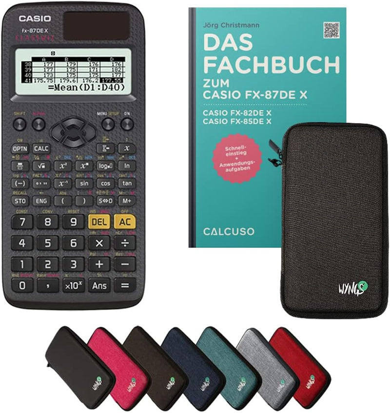 CALCUSO Standardpaket: Casio FX-87DE X technisch-wissenschaftlicher Taschenrechner + WYNGS Schutztas