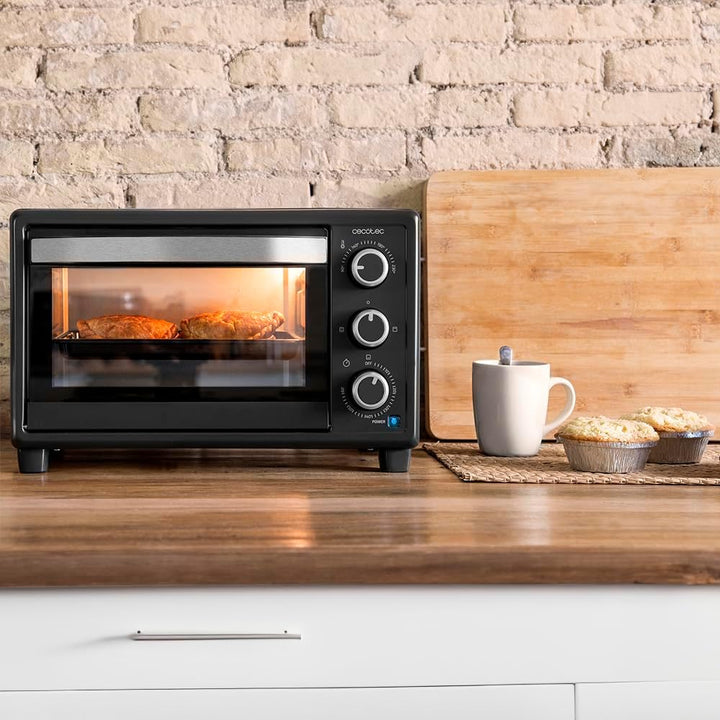 Cecotec Tischofen Bake&Toast 2300 Black, 23 L, Leistung 1500 W, bis zu 230ºC, 3 Heizmodi: Grill, Unt