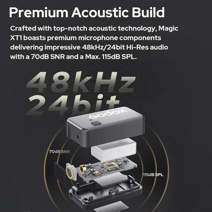Godox Magic XT1 Kabelloses Lavalier Mikrofon - Stromversorgung und Speicher Integriert, OLED-Touchsc