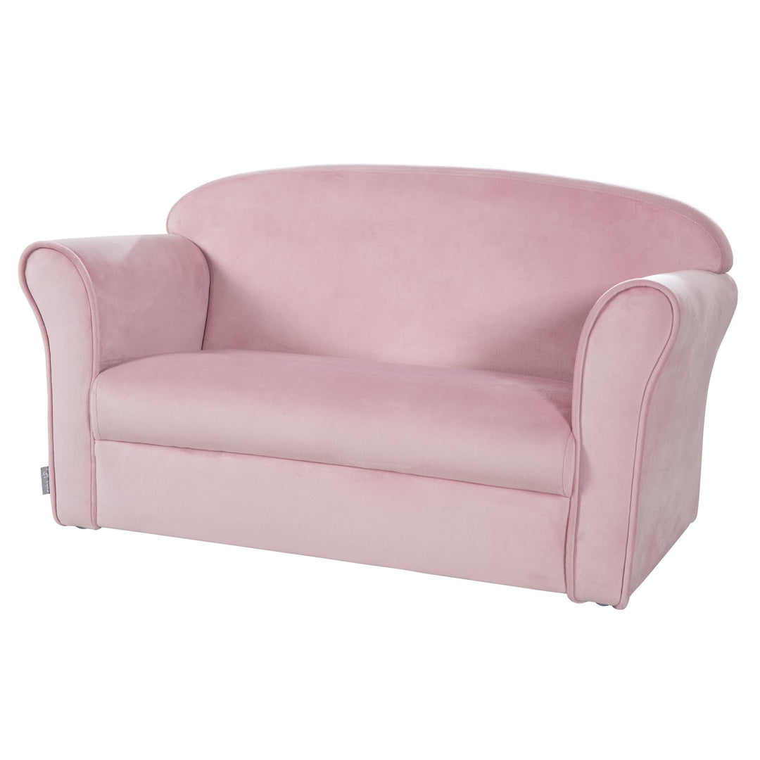 roba Kindersofa Lil Sofa mit Armlehnen für Mädchen und Jungen - Bequeme Kindercouch - Samtstoff rosa