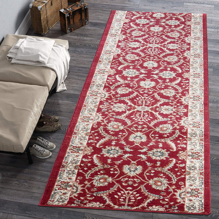 Carpeto Rugs Blumen Teppich Läufer Flur - Orientalisch Teppichläufer - Kurzflor, Weich - Flurläufer