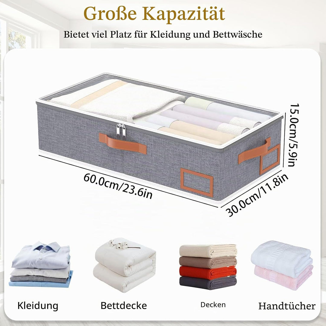 Yawinhe 2 Stück Unterbettkommode, Unterbett-Aufbewahrungstasche, Kleideraufbewahrung, Faltbare Aufbe
