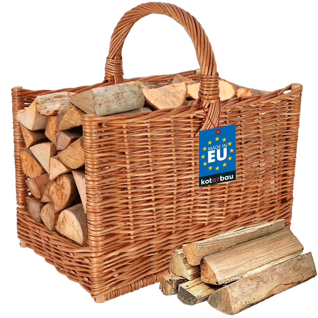 KOTARBAU® Weidenkorb für Brennholz - 45 x 29 x 45 cm - Holzkorb für Kaminholz - Erntekorb - Kaminhol