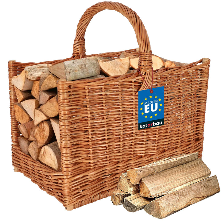 KOTARBAU® Weidenkorb für Brennholz - 45 x 29 x 45 cm - Holzkorb für Kaminholz - Erntekorb - Kaminhol