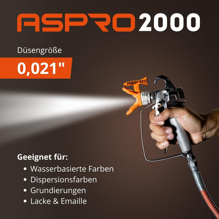 Airless Spritzgerät ASPRO 2000 – Farbspritzgerät für Wandfarbe 2 l/min, 227 bar