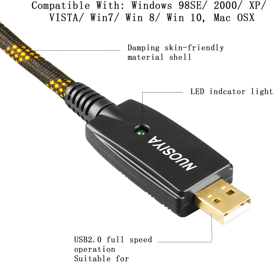 USB-Gitarrenkabel, NUOSIYA Nylon, Hybrid-USB-Stecker auf 6,35 mm 1/4 Zoll TS-Mono-Klinkenstecker, Ka