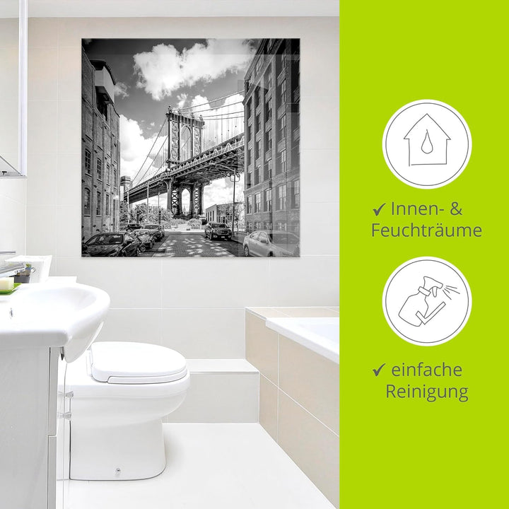 ARTland Glasbilder Wandbild Glas Bild einteilig 40x40 cm Quadratisch New York Brooklyn Skyline Archi
