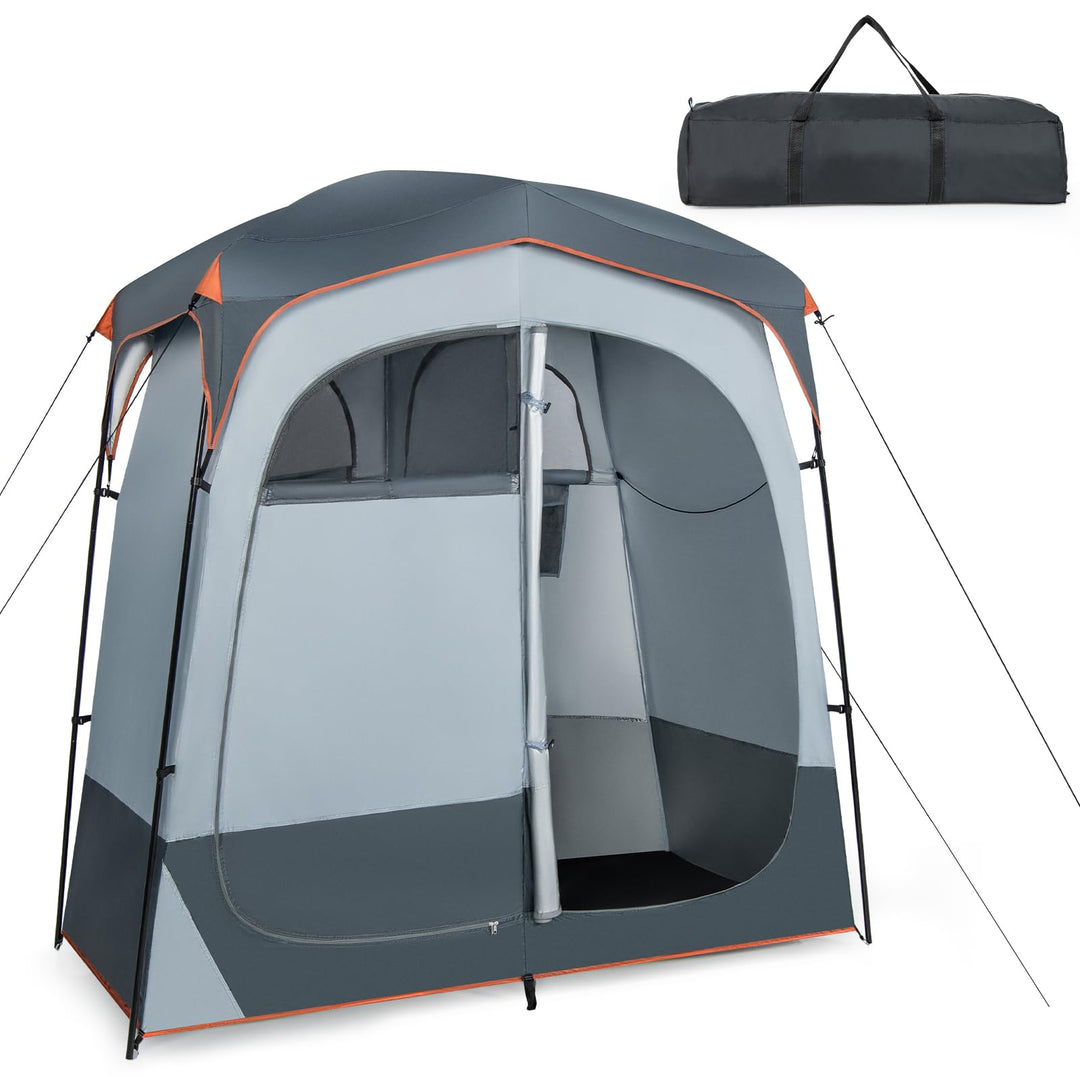 HOMASIS Duschzelt für 2 Personen, tragbares Umkleidezelt für Camping, Toilettenzelt mit Aufbewahrung