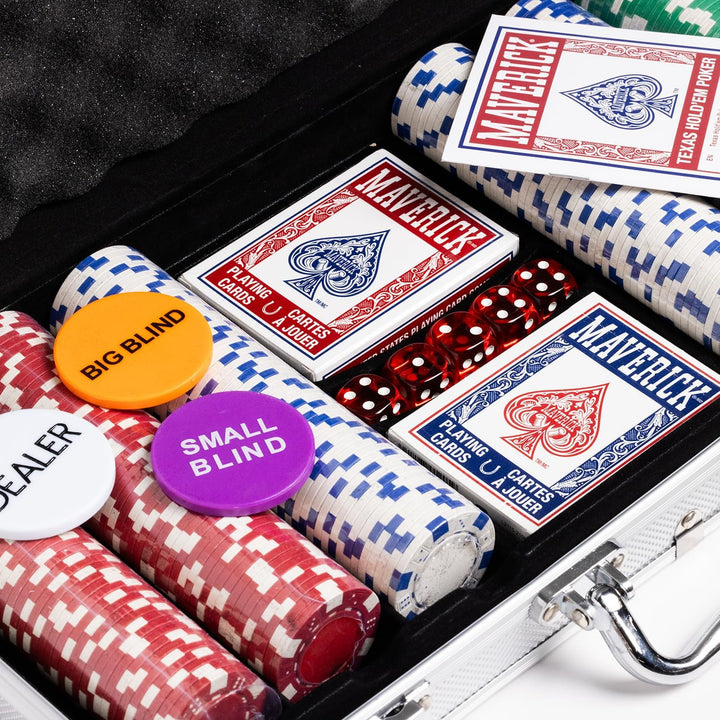Maverick Grimaud Pokerkoffer mit 300 Chips + 2 Spiele mit 54 Karten, Grau, 130012774