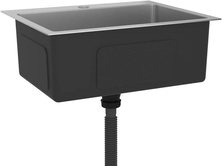 vidaXL Handgemachte Einbauspüle mit Hahnloch Wasserabfluss in X-Form Edelstahlspüle Küchenspüle Spül
