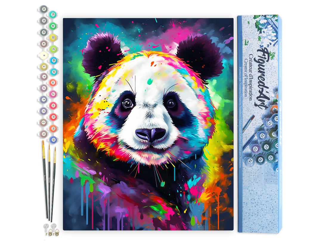 Figured'Art Malen Nach Zahlen Erwachsene Panda Farbenfroh Abstrakt - Paint by Numbers Basteln DIY Ba