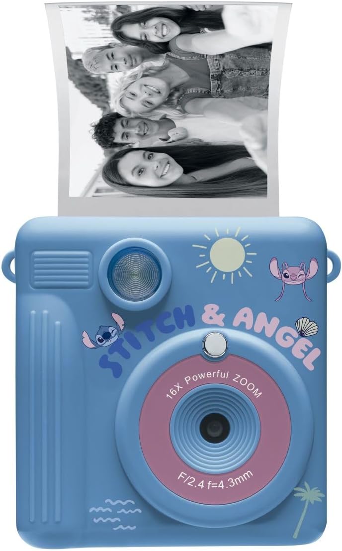 Lexibook, Disney Stitch, Starcam® Print, Kameraset mit Sofortdrucker, SD-Karte, 4 Papierrollen, Blau