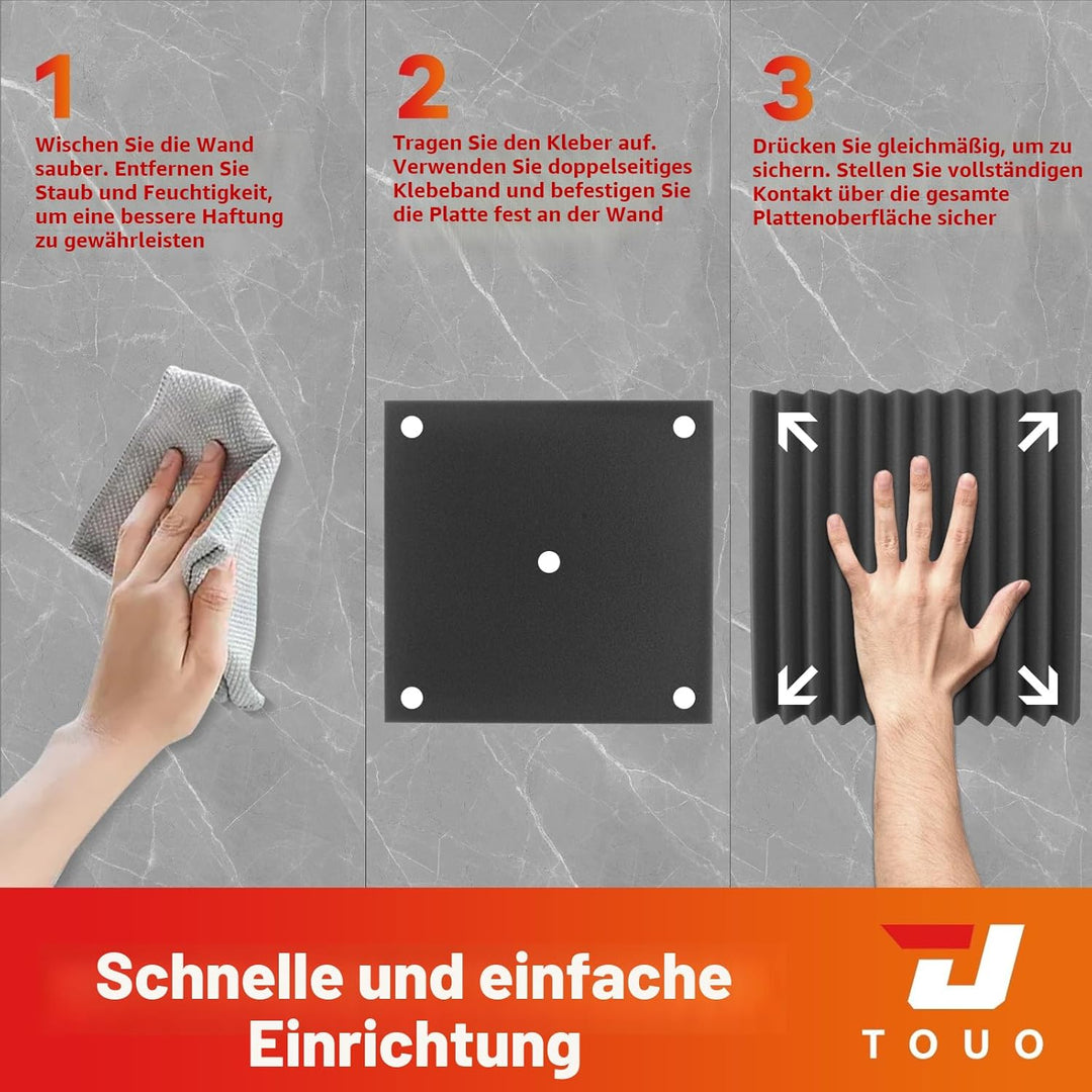 Akustikplatten, schalldichte Schaumstoffplatten für die Wand, 30,5 x 30,5 x 5,1 cm, schwer entflammb