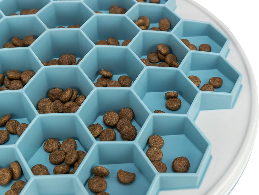 TRIXIE Slow Feeding Anti Schling Platte Hive, Kunststoff/TPR/TPE, Ø 30 cm, Grau/Blau - 25039, grau/b