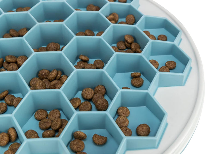 TRIXIE Slow Feeding Anti Schling Platte Hive, Kunststoff/TPR/TPE, Ø 30 cm, Grau/Blau - 25039, grau/b