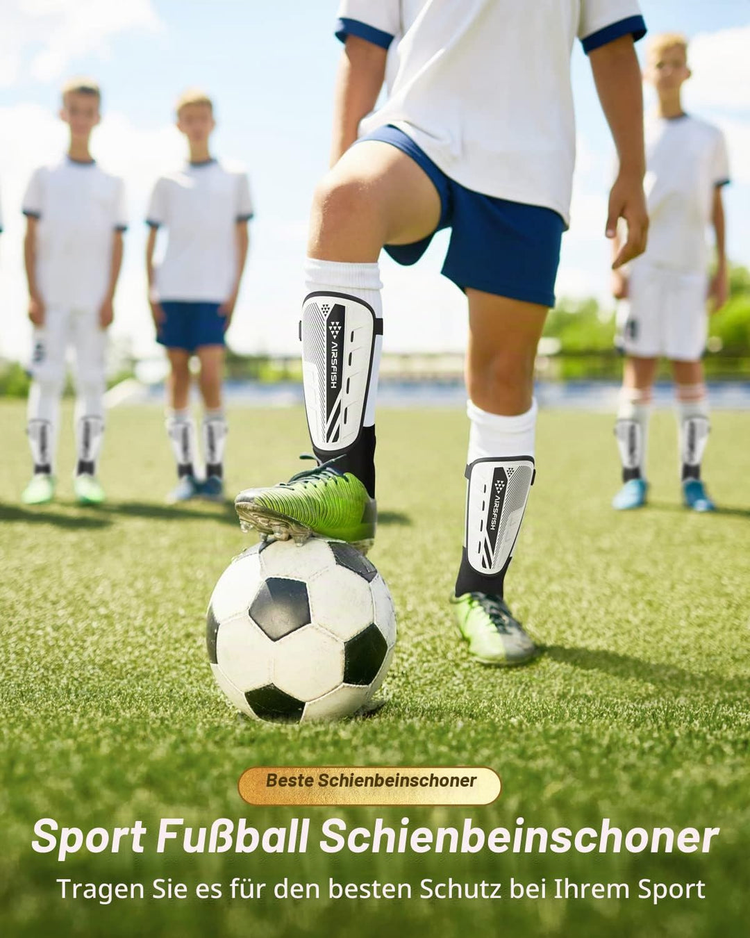 Schienbeinschoner Kinder Fussball Zertifizierte Airsfish Schienbeinschoner für Fussball mit Knöchels