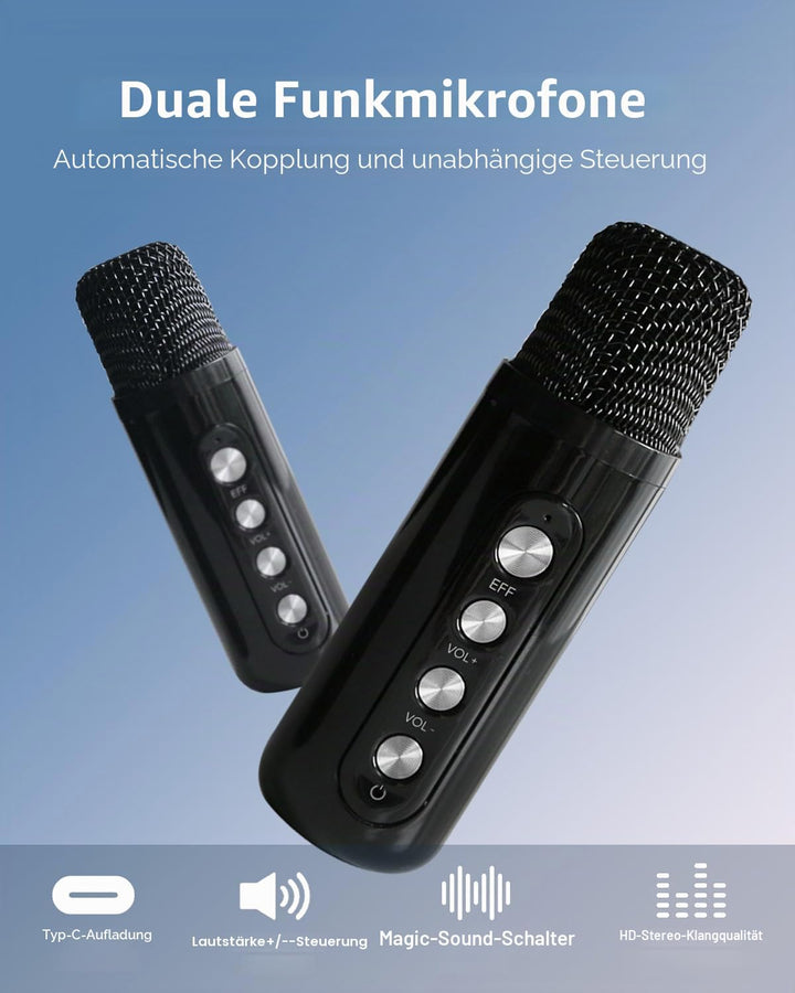 Karaoke Maschine, Karaoke anlage mit 2 mikrofonen,Bluetooth Karaoke Box, musikbox mit mikrofon Karao