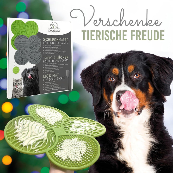 Schleckmatte für Hunde I Lebensmittelecht vom TÜV SÜD geprüft I 23x23 cm I 2 Stück + Spatel I Hundel