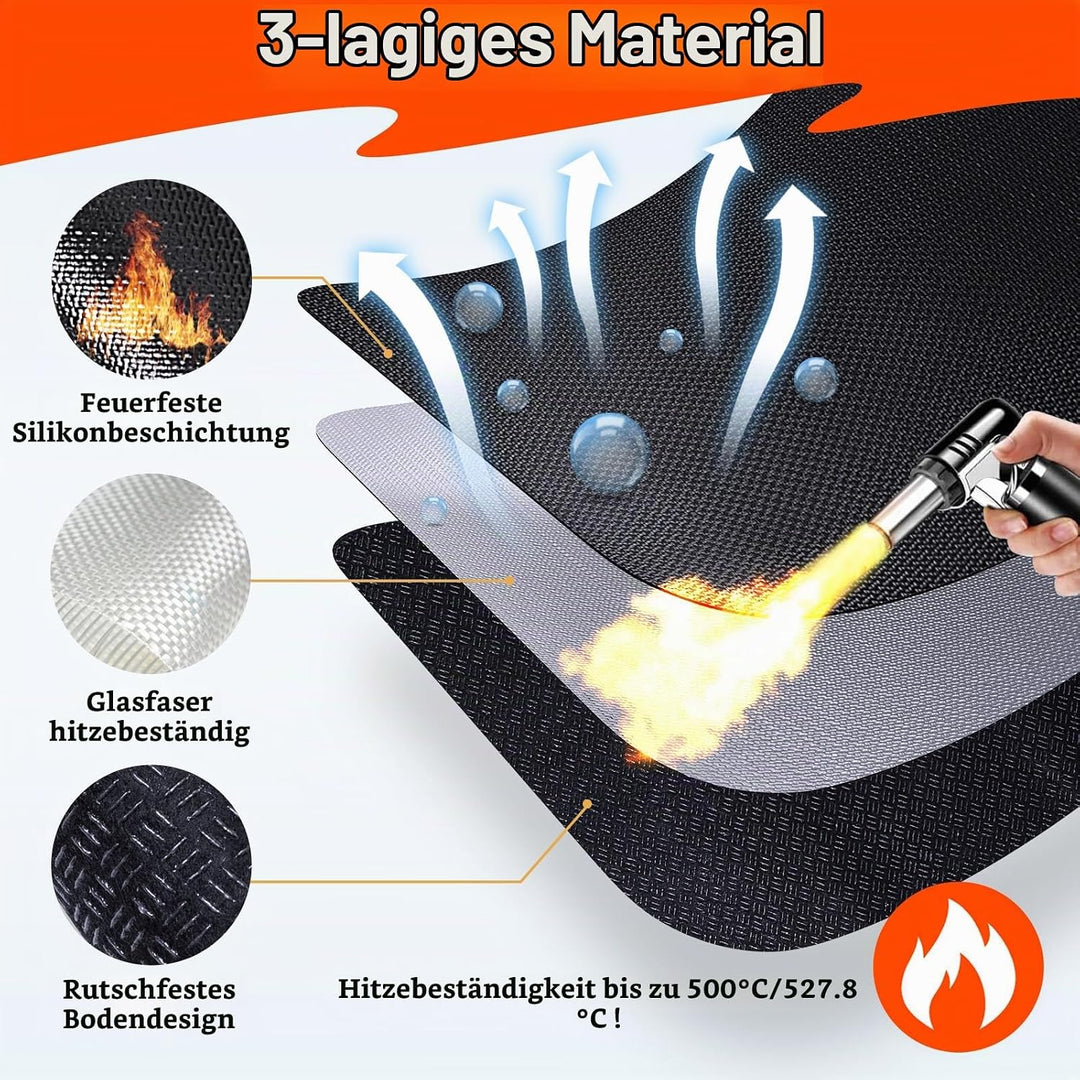 Feuerfeste Unterlage - 40 x 60cm Hitzebeständige Matte für Luftfritteuse, Hitzeschutzmatte, Brandsch