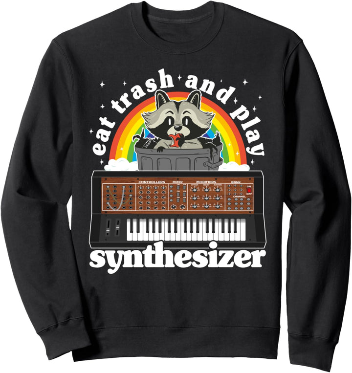 Eat Trash And Play Synthesizer Racoon Analog Synthesizer Modularer Synthesizer Sweatshirt