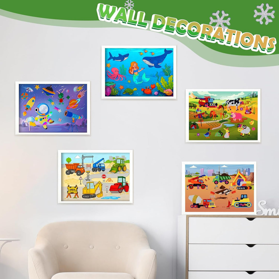 URMYWO Folienspass Kinder, Dinosaurier und Weltraum Foil Art FüR Kinder,Bastelsets FüR MäDchen Junge