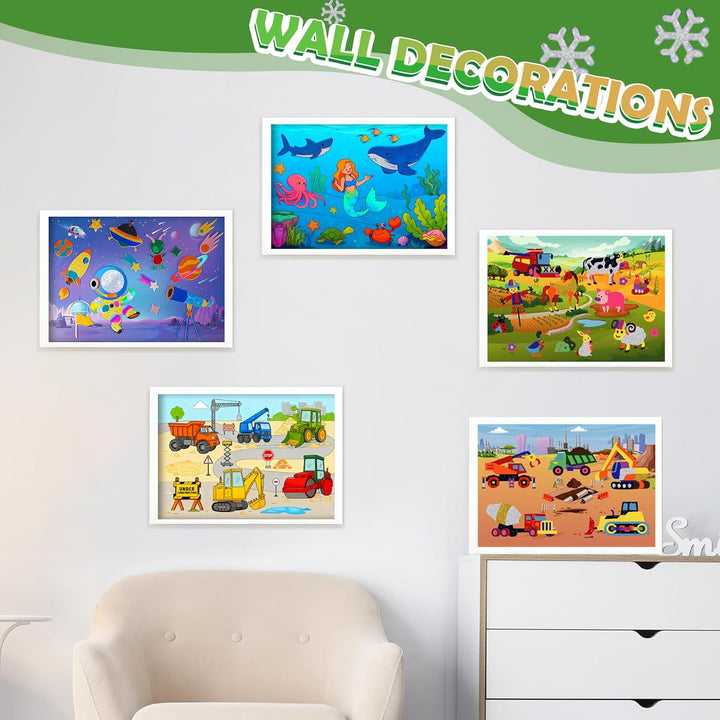 URMYWO Folienspass Kinder, Dinosaurier und Weltraum Foil Art FüR Kinder,Bastelsets FüR MäDchen Junge
