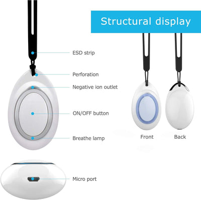 Tragbarer Luftreiniger, Mini Persönlicher Luftreiniger Halskette, Elektrisch Ionisator Air Purifier