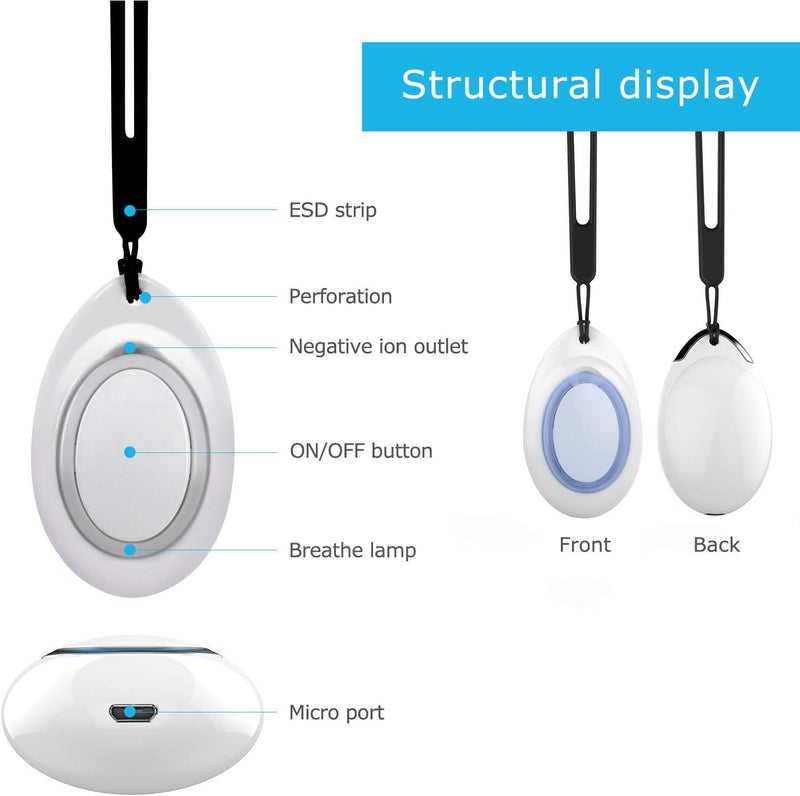 Tragbarer Luftreiniger, Mini Persönlicher Luftreiniger Halskette, Elektrisch Ionisator Air Purifier