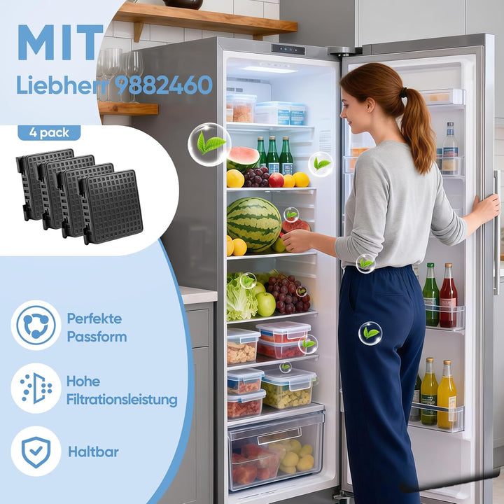 4 Stück Aktivkohlefilter Kompatibel mit Liebherr Kühlschränken & Weinkühlern 7440021-00 9096989 9882