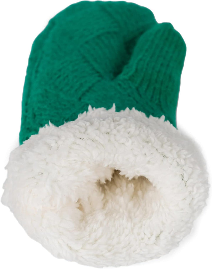 styleBREAKER Damen warme Winter Strick Fäustlinge, Handschuhe mit Rauten Muster, Thermo Fleece, Stri