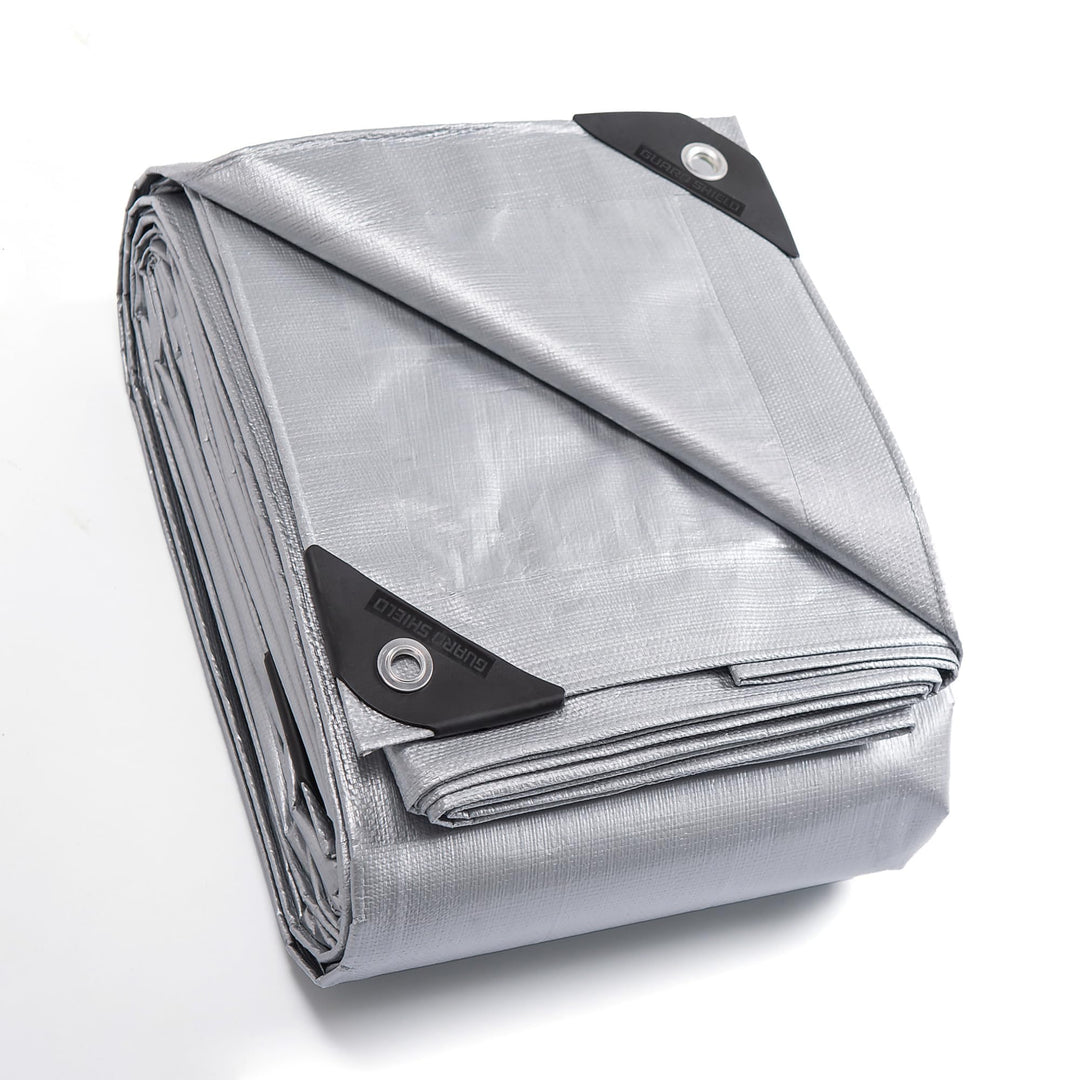 GUARD SHIELD Abdeckplane mit Ösen Wasserdicht 5m x 5m Grau Plane Gewebeplane 160g/㎡ Schutzplane Allz