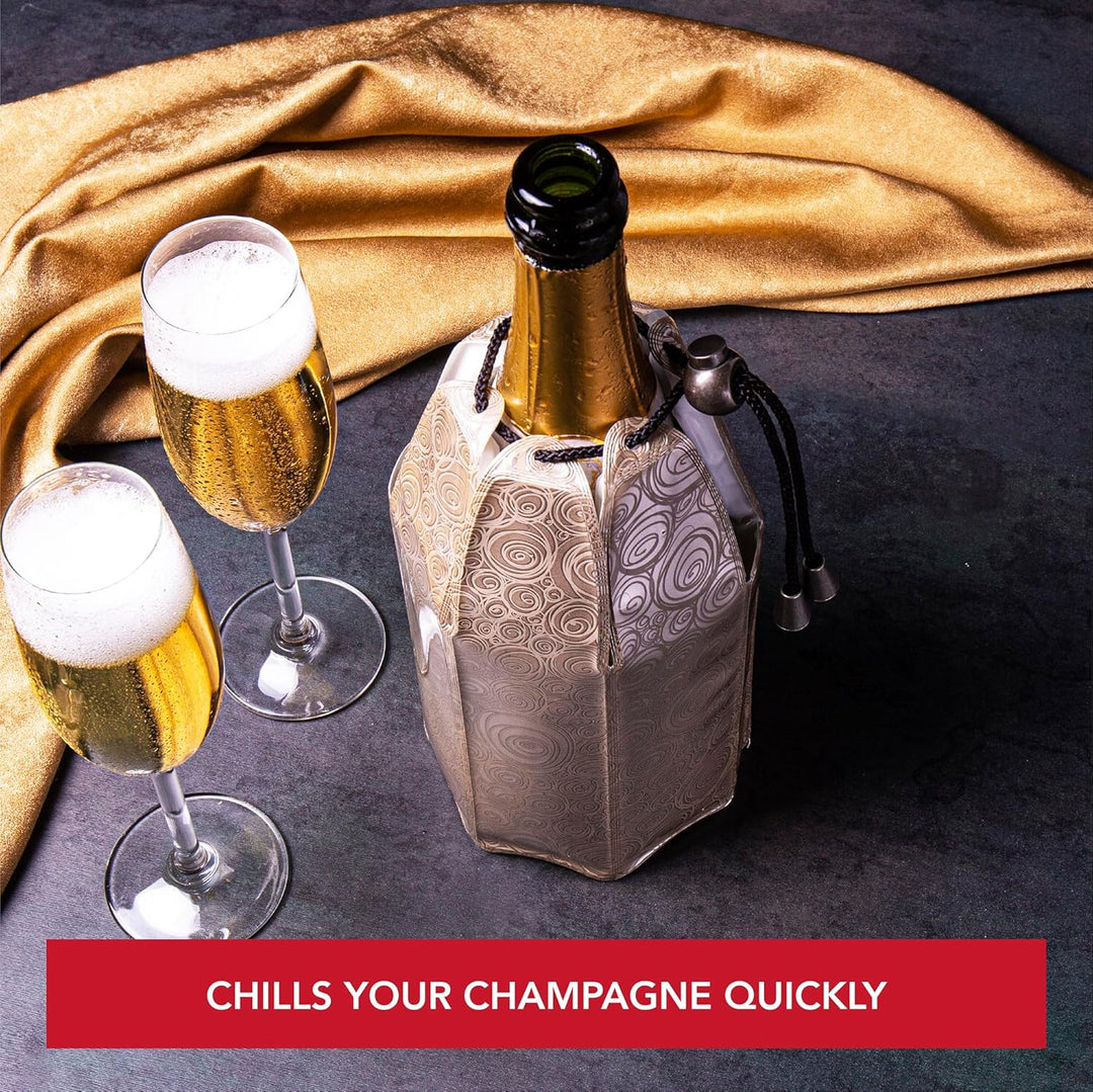 Vacu Vin Flexibler Champagnerkühler - Wiederverwendbar Platin & Gold - Champagnerkühler Manschette f